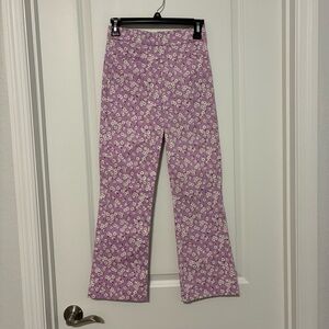NWT Zara Lilac Floral Trousers Pants Women’s Size XS